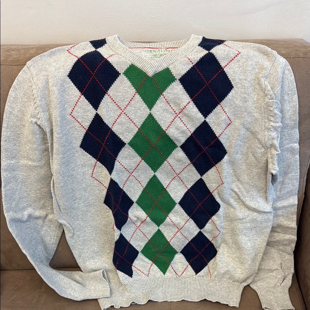 American Eagle Outfitters - Argyle Patterned Sweater - Gray, Green, and Navy